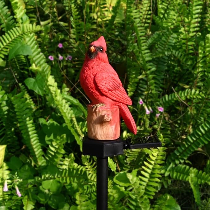Cardinal Garden Decor Red Bird Figurine Memorial Solar Light Outdoor Stake Patio Yard Art Lawn Ornament Porch Christmas Decorations Outside Statue Gift for Mom Grandma Women Mother Juliahestia