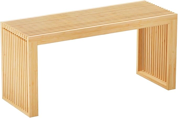 Bamboo Dining Bench, 35 inch Farmhouse Decor Indoor Kitchen Table Bench, Entryway Shoe Rack Bench Solid Bamboo Benches for Living Room, Hallway, Bedroom, Bathroom (Nature, Long-Outdoor) HEALTHYYOU