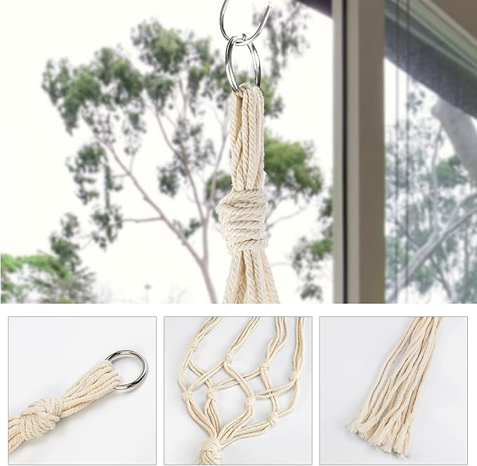 5 Pack Macrame Plant Hangers, Indoor Hanging Plant Holder with S Hooks and Hook Nails, 3 Sizes 34"/40"/54", Handmade Macrame Planter Hanging Baskets for Small Plant Pots, Boho Home Decor (Beige) Auckpure