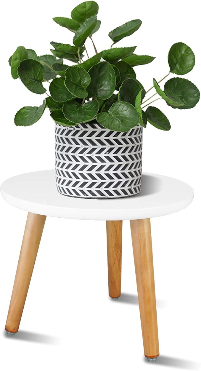 Uneedem Indoor Plant Stand, Wood Mid Century Modern Small Round Side Plant Table for Indoor Plants, 8.9" Tall Plant Holder for Flower Pots End Table Uneedem