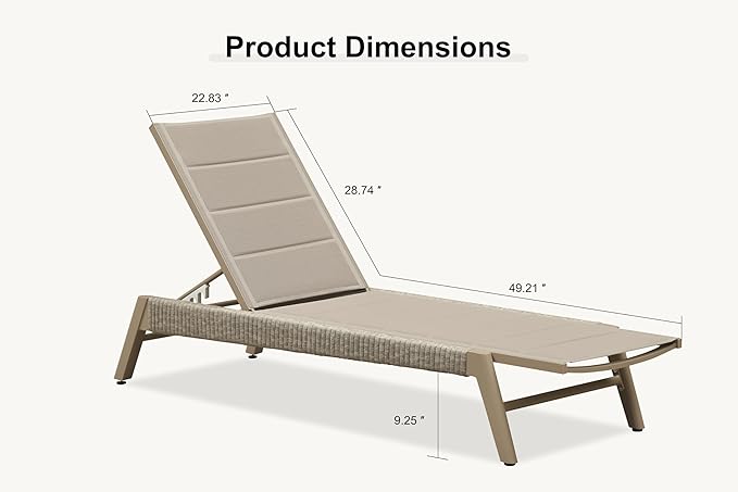 PURPLE LEAF Outdoor Chaise Lounge 2 Pieces Chair Patio Aluminum Recliner for Poolside with Adjustable Backrest Chairs Nurture Shale PURPLELEAF