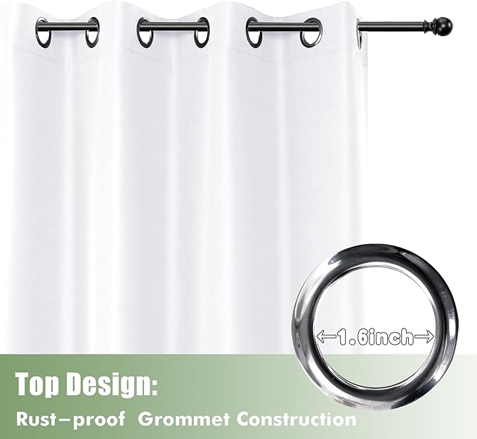 HolidayIdeas Waterproof Outdoor Curtains for Patio, 6 Panels - 54x108 Inches - Weatherproof Privacy Outsides Curtains for Backyard Porch Gazebo, Sunlight & UV Blocking (White, Grommet Top) HolidayIdeas