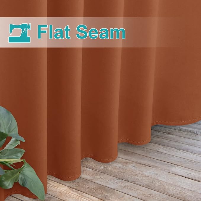 NICETOWN 2 Panels Porch Curtainss Outdoor Waterproof for Patio, Self-Stick Tab Top Blackout Indoor Outdoor Dividers Vertical Blinds Keep Privacy for Pergola/Patio, Mecca Red, W52 by L84 inches NICETOWN
