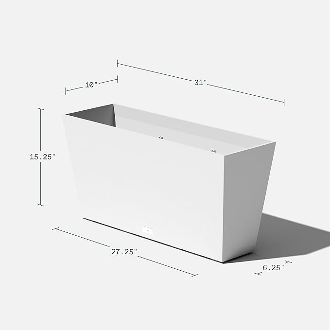 Veradek Pure Series Midori Trough Planter - Large Rectangular Planter for Indoor or Outdoor Deck/Porch | Durable All-Weather Use with Drainage Holes | Modern Decor for Shrubs, Flowers, Small Plants VeradekOutdoor