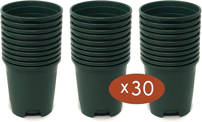 30-Pack Wholesale Nursery Pot in Bulk 5.5 Inch 0.5 Gallon Plastic Planters for Outdoor Indoor Plants Gardening Flower Pots with Drainage Holes Color Green CottaPlanters
