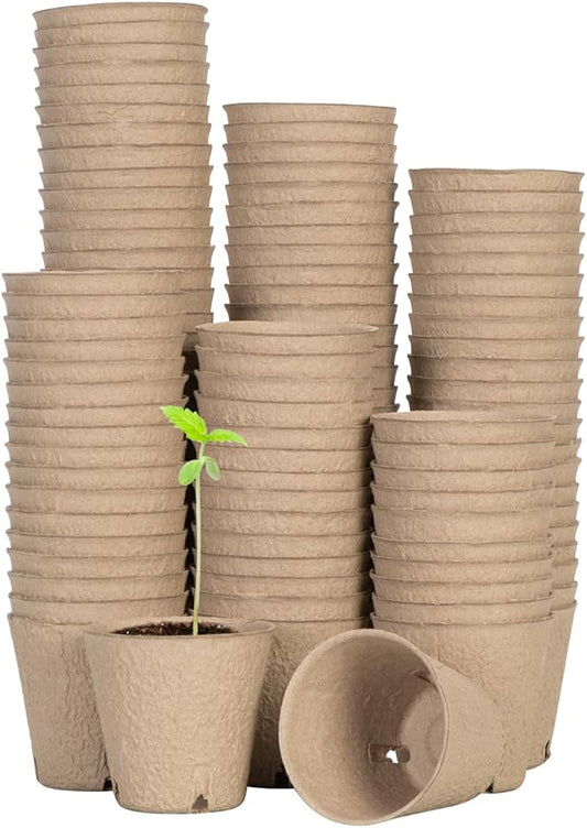 VIVOSUN Peat Pots, 120 Packs 3.15-Inch Seed Starting Pots with Drainage Holes, Round Nursery Pot, 20 Plant Labels for Flowers, Plants, Vegetables, 120Pcs VIVOSUN