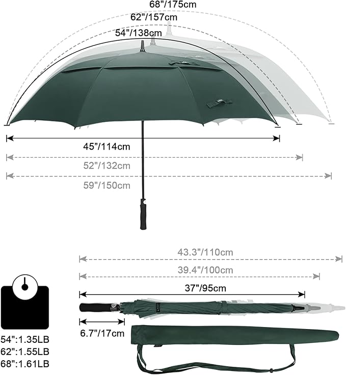 G4Free 47/54/62/68/72 Inch Automatic Open Golf Umbrella Oversize Extra Large Double Canopy Vented Windproof Waterproof Stick Umbrellas G4Free