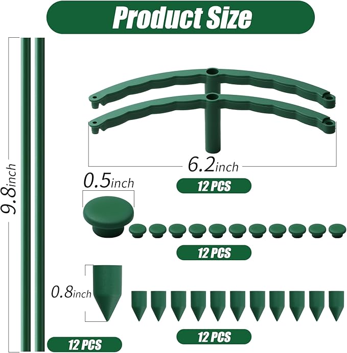 Uzoli 12 Pack Plant Support Stakes Sets - Versatile Plant Cages, Stackable 3 Tier Garden Flower Support，Plant Stakes for Indoor Outdoor Plants Tomato, Peony, Monstera, Hydrangea, Climbing Plants Uzoli