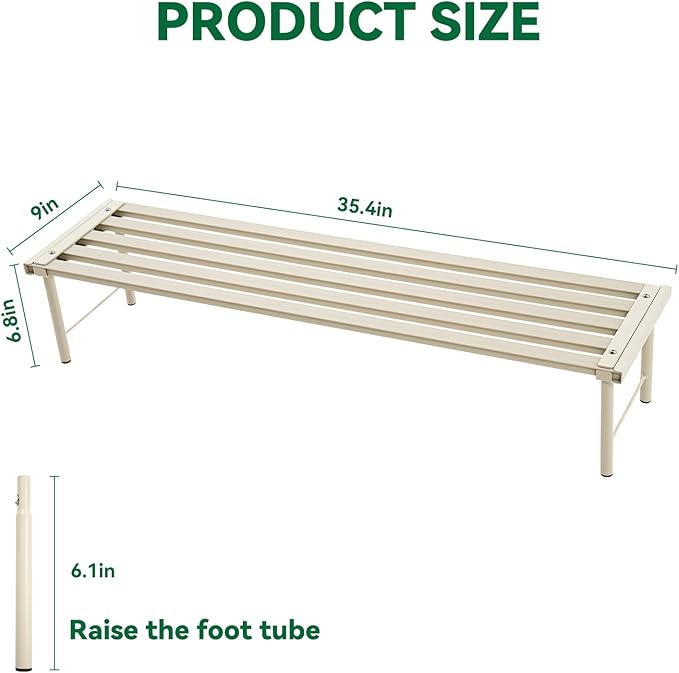 Metal Plant Stand, Rust-proof Aluminum Flower Pot Stand, Heavy Duty Planter Display Shelving for Patio Balcony Garden Living Room Decorative (White, 35.4 Inch) Rootora