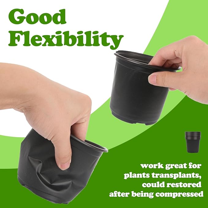 100 Packs Nursery Pots,3 Inches Plastic Nursery Pots for Plants with Drainage Holes, Seed Starting Garden Pots of Flower Plant Container for Succulents, Cuttings, Transplanting (100, 3 Inch) TAQIXI