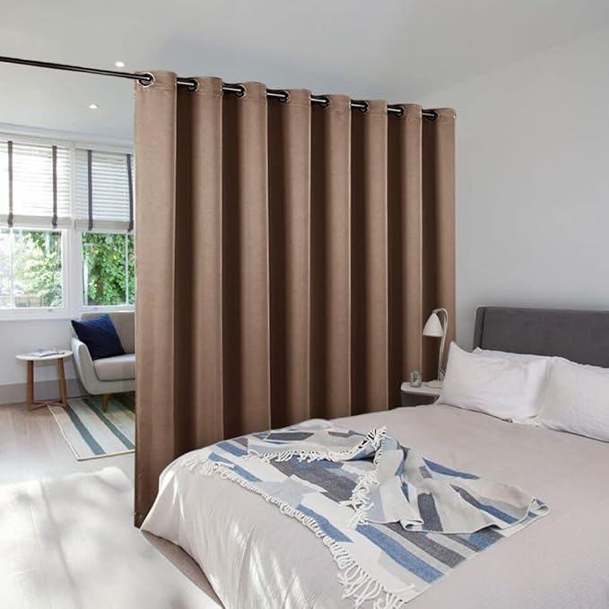 NICETOWN Patio Blind Blackout Curtain Panels - Extra Wide Curtains, Sliding Door Insulated Drape, Soundproof Room Divider Curtains (Cappuccino, 100 x 95 Inch/ 100"W x 95"L) NICETOWN