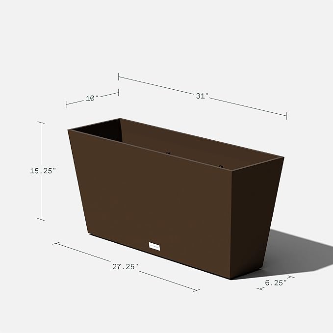 Veradek Pure Series Midori Trough Planter - Large Rectangular Planter for Indoor or Outdoor Deck/Porch | Durable All-Weather Use with Drainage Holes | Modern Decor for Shrubs, Flowers, Small Plants VeradekOutdoor