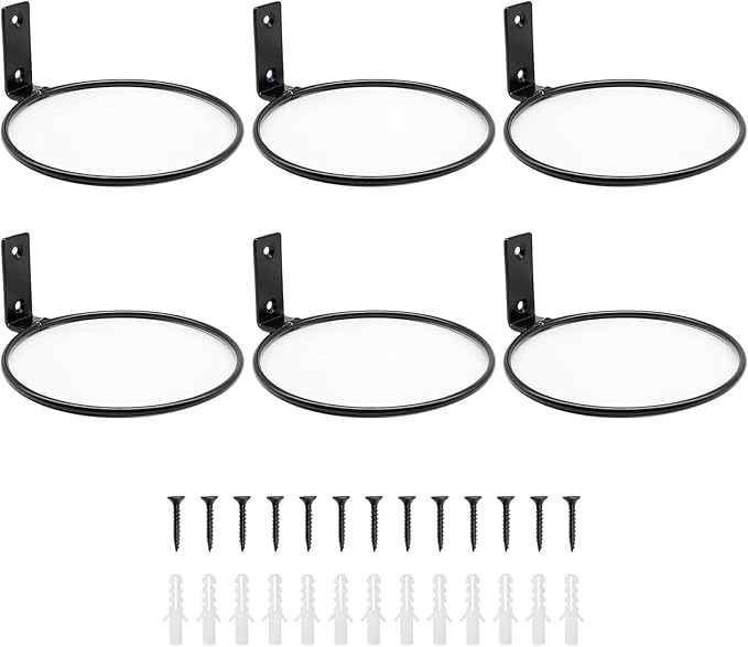 6 Pack 8 Inch Wall Flower Pot Holder Ring Plant Hanger, Metal Planter Hooks Wall Mounted Bracket Heavy Duty for Outdoor Indoor Greemov