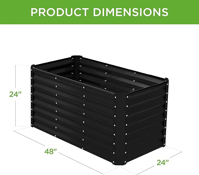 Best Choice Products 4x2x2ft Outdoor Metal Raised Garden Bed, Deep Root Box Planter for Vegetables, Flowers, Herbs, 119 Gallon Capacity, 100% Non Toxic Materials - Black BestChoiceProducts