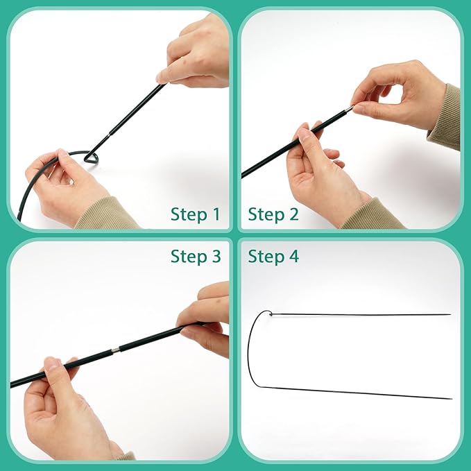 32 inch Plant Support Stakes, 10 Pack Half Round Metal Garden Plant Stake Heavy-Duty Plant Support Ring and Cage with Plant Clip & Twist Tie for Indoor and Outdoor Plants, Vegetable, Flowers Linyona