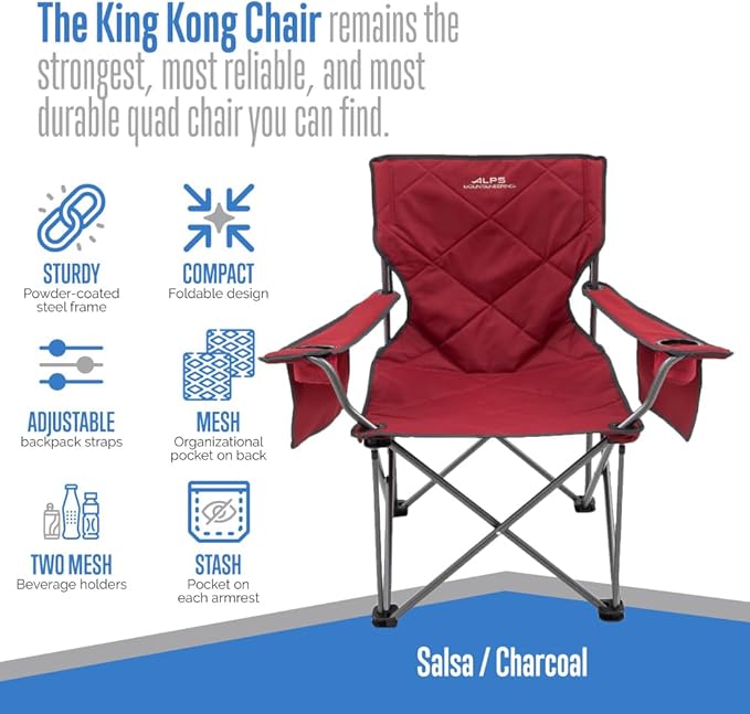 ALPS Mountaineering King Kong Camping Chairs for Adults with Mesh Cup Holders and Pockets, Built Durable and Reliable with Compact Foldable Steel Frame ALPSMountaineering