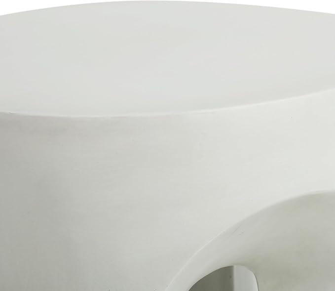 Christopher Knight Home Ottilie Outdoor Side Table, Lightweight Concrete Garden Stool with Four Legs Shaped, Decorative Accent Table Patio End Table for Patio Balcony Beach Pool Side, Antique White ChristopherKnightHome
