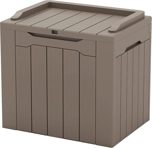 Patiowell 30 Gallon Resin Deck Box, Outdoor Storage Box for Patio Furniture, Deliveries, Pool Supplies,Waterproof and Lockable, Brown Patiowell
