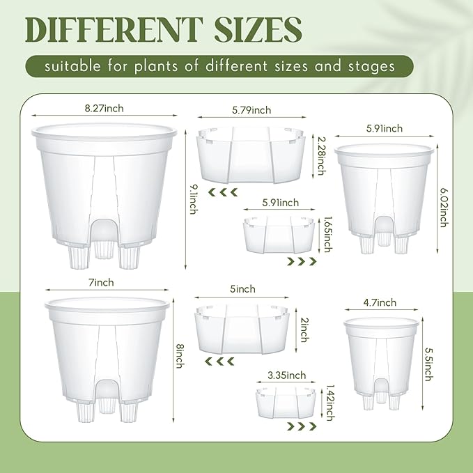 Self Watering Pots for Indoor Plants with Deep Reservoir and High Drainage Holes for Outdoor Plants and Flowers, Bare Root Planter(4.72''/5.91''/7.09''/8.27'',Clear,4 Pcs) Wonderjune