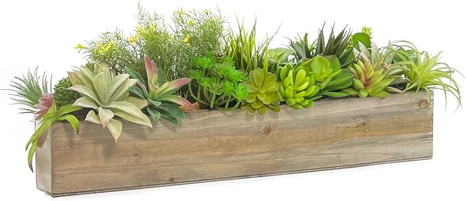 CYS EXCEL Rectangle Wood Planter Box with Removable Plastic Liner (H:4" Open:22"x5") | Multiple Size Choices Wood Rectangular Planter | Indoor Decorative Window Box CYSEXCEL%C2%AE