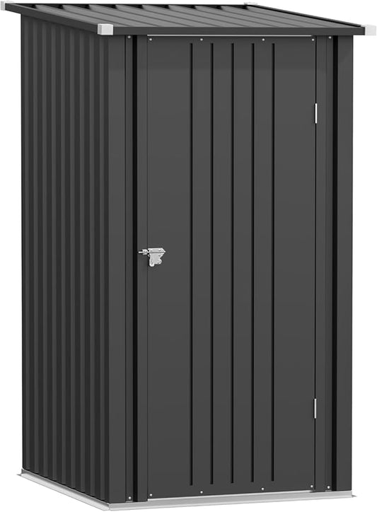 Greesum 3x3FT Outdoor Storage Shed, Lockable Metal Shed for Backyard, Pool, Patio and Garden Storage, Black BuynowfromGreesum