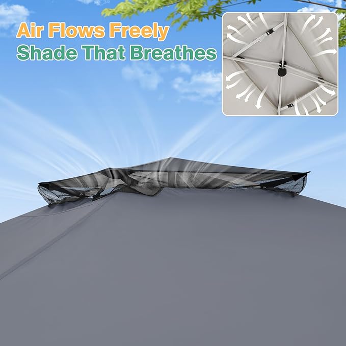 C0BIZI Gazebo 10x15 Pop up Canopy,Gazebos on Clearance-Canopy Tent with Mosquito Netting for Lawn,Garden,Backyard & Patio-Outdoor Tent-Water Resistant and UPF50+ (Gray) COBIZI