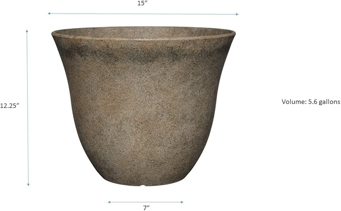Classic Home and Garden Honeysuckle Resin Flower Pot Planter, Fossil Stone, 15" (Pack of 2) ClassicHomeandGarden