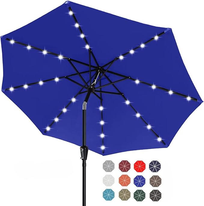 ABCCANOPY Solar Led Patio Umbrellas with 32LED Lights 11FT (Blue) ABCCANOPY