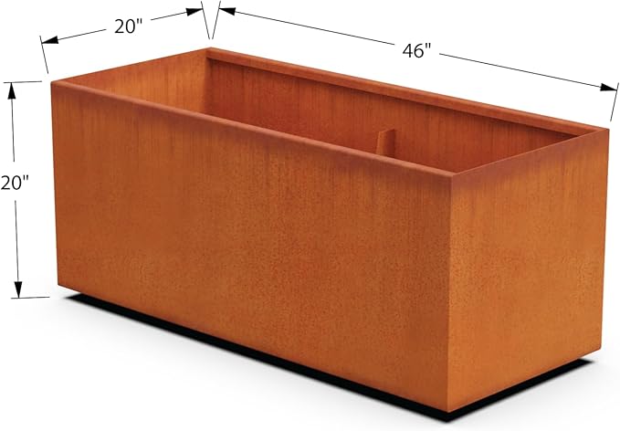 Plantercraft Large Rectangular Planters for Outdoor Plants 46x20 Inch Corten Steel Planter, Extra Large Outdoor Planter Box for Modern Garden & Patio, Heavy Duty Metal Plantercraft