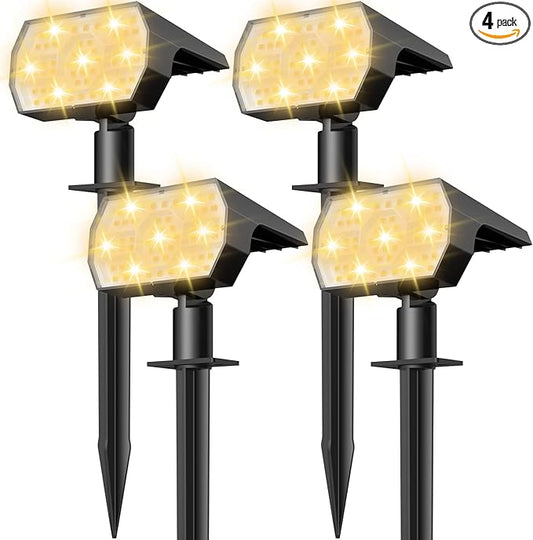NYMPHY Solar Lights Outdoor Waterproof IP68, 56 LED 3 Lighting Modes Solar Powered Garden Yard Spot Solar Lights for Outside Landscape- 4 Pack (Warm White) NYMPHY
