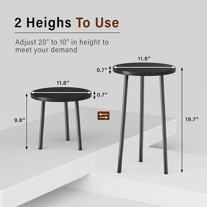 Plant Stand Indoor Outdoor: 2 Pack Indoor Plant Stand 20'' Convertible Multi-purpose Holder - Mid Century Modern Decor - Tall Plant Table for Living Room/Balcony/Garden/Patio SAKSUNFORYOU