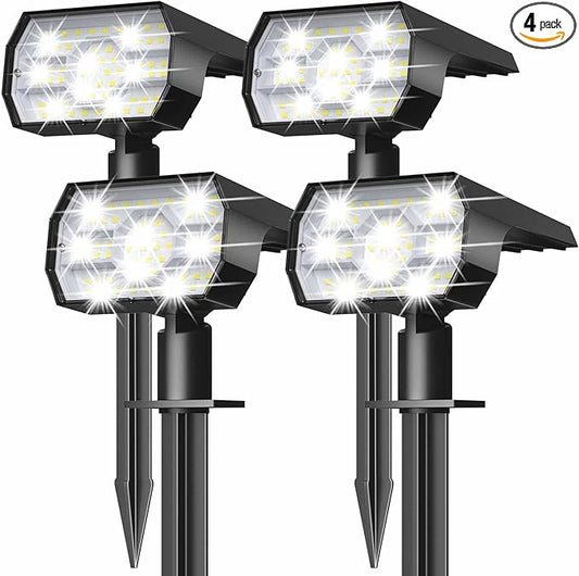 NYMPHY Solar Lights Outdoor Waterproof IP68, 56 LED 3 Lighting Modes Solar Powered Garden Yard Spot Solar Lights for Outside Landscape- 4 Pack (Cool White) NYMPHY