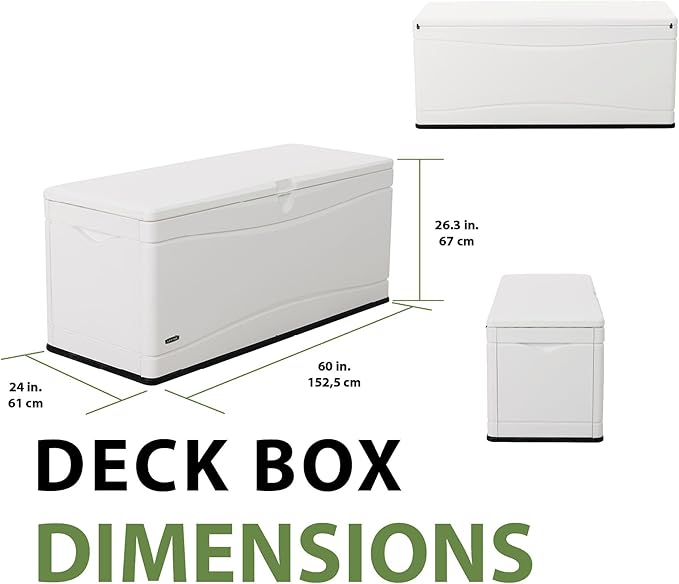 LIFETIME Outdoor Storage Deck Box, 130 Gallon, Arctic White, Lockable, UV-Protected, for Decks and Marine Docks Lifetime