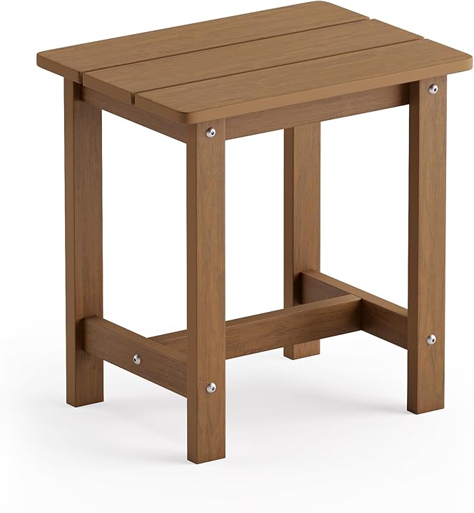 LUE BONA Outdoor Side Table, HDPS Small Outdoor Table, Adirondack Side Table, Outside End Table for Patio, Porch, Deck, Pool, Weather Resistant/Easy Maintenance/Indoor or Outside Use, Brown LUEBONA