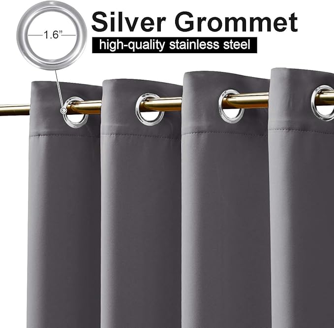 NICETOWN Outdoor Curtain Sunblock with Silver Rustproof Grommets Top and Bottom, Windproof Thermal Insulated Blackout Outdoor Curtain/Drape Protect Privacy for Patio, Single Piece, W52 x L95, Grey NICETOWN