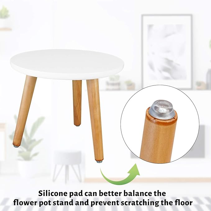 Uneedem Indoor Plant Stand, Wood Mid Century Modern Small Round Side Plant Table for Indoor Plants, 8.9" Tall Plant Holder for Flower Pots End Table Uneedem