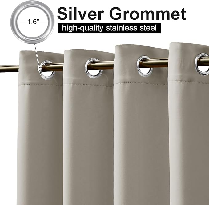 NICETOWN 2 Panels Gazebo Curtains Outdoor Waterproof & Windproof, Top and Bottom Wind-Break Outdoor Drapes Thermal Insulated Blackout Blinds Cold & Heat Block for Patio, W52 x L95, Natural NICETOWN