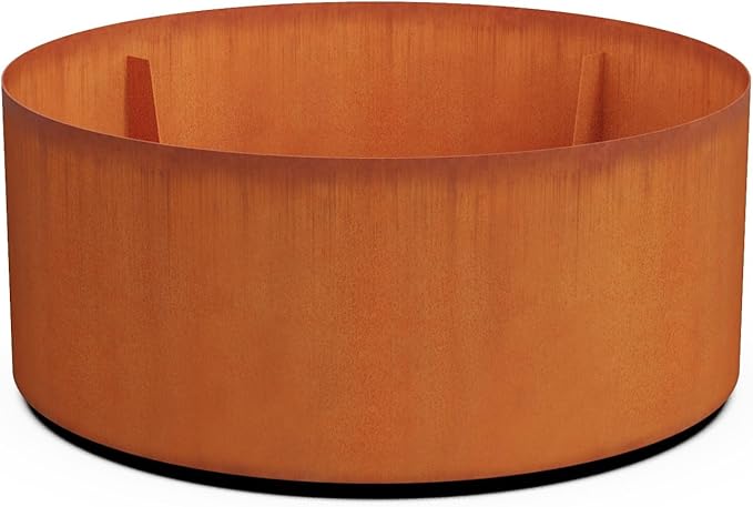 PLANTERCRAFT Corten Steel Metal Planter Box, Round Sizes, Modern Garden Steel planters for Commercial and Residential Outdoor Use. Plantercraft