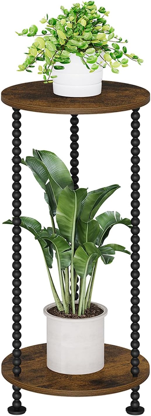 YINMIT Plant Stand Indoor, 2 Tier Small Plant Stand, 23" Tall Metal Spindle Poles Plant Stands, Corner Flower Pot Stand, Plant Tables Indoor, Planter Pot Holder for Balcony Garden Patio Living Room YINMIT
