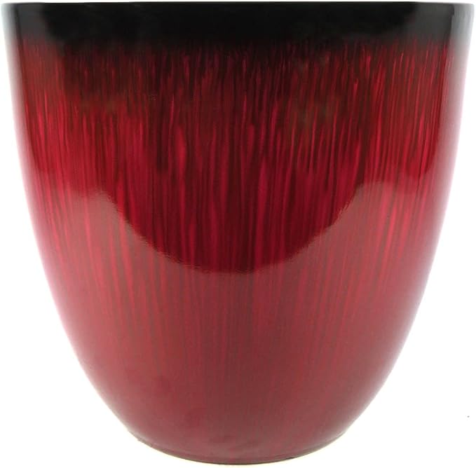 Gardener Select (EPR12-206) Large Egg Shaped Planter - Modern Indoor & Outdoor Decorative Flower Pot/Box (12 Inch, Red Flower) GardenerSelect