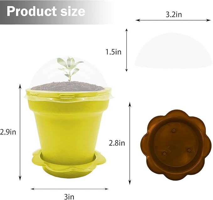 PURPLE STAR 1N 50 Packs Cupcake Plant Nursery Pots with Humidity Dome- Planting Containers Cups- Small Flower Pots for Indoor Outdoor Plant Succulent Vegetable (Mixed Color) PurpleStar