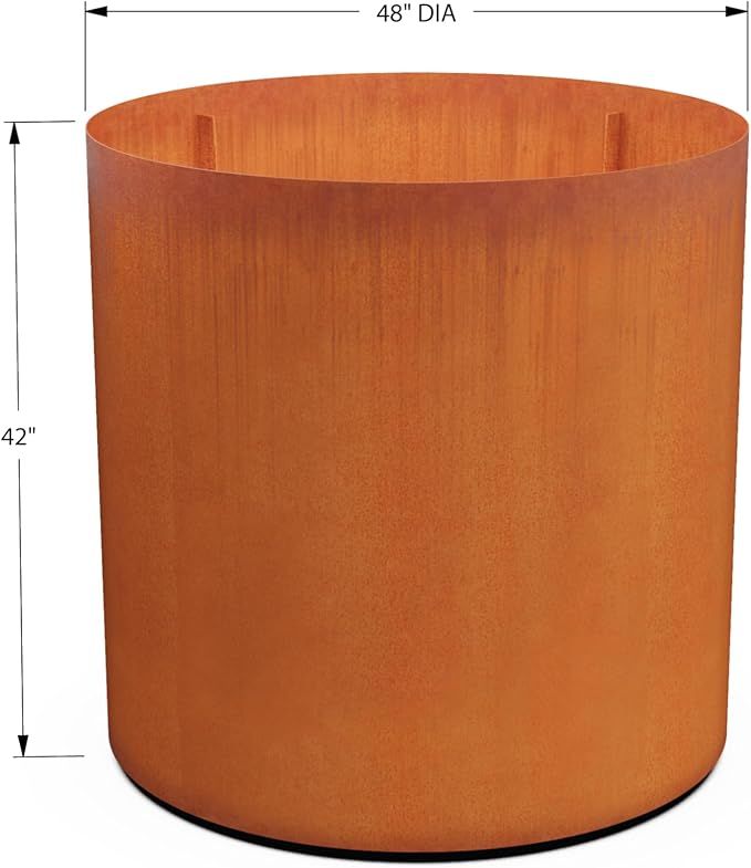 PLANTERCRAFT Corten Steel Metal Planter Box, Round Sizes, Modern Garden Steel planters for Commercial and Residential Outdoor Use. Plantercraft