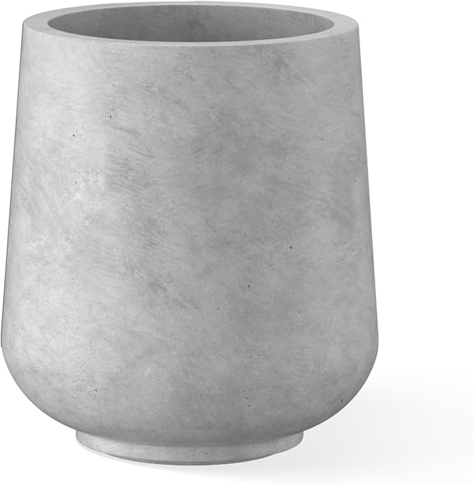 Kante 15.3" Dia Round Concrete Planter, Outdoor Indoor Large Plant Pots Containers with Drainage Hole and Rubber Plug for Home Garden Patio, Natural Concrete Kante