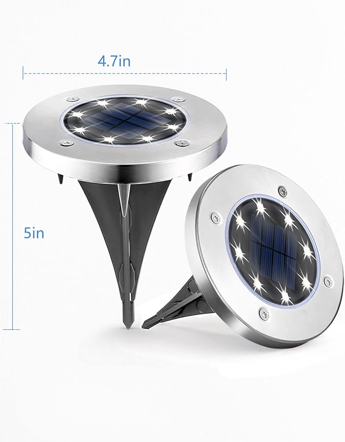 UFOND 12 Pack Solar Ground Lights，Outdoor Waterproof LED Gardenlight, Disklights for Lawn Pathway Yard Walkway Driveway Patio Deck, Solar Lights (Cold White) UFOND
