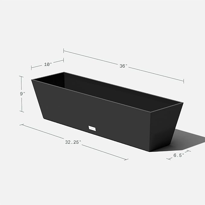 Veradek Pure Series Window Box Planter - Long Rectangular Planter for Indoor or Outdoor Windowsill/Balcony | Durable All-Weather Use with Drainage Holes | Modern Decor for Herbs, Small Plants, Flowers VeradekOutdoor