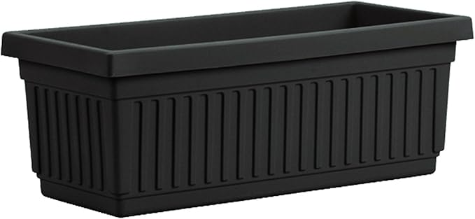 HC Companies 30 Inch Long Fluted Plastic Venetian Garden Window Container Planter Box for Succulents, Indoor or Outdoor Flowers (2 Pack), Black TheHCCompanies