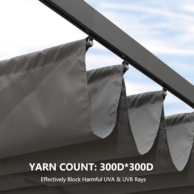 Pergola Shade Cover Replacement Canopy Top Compatible with 10 X 13 ft 6-Bar Pergola Frames - Gray (Canopy Size 116" W x 135" L, Canopy Top Only) Rootora