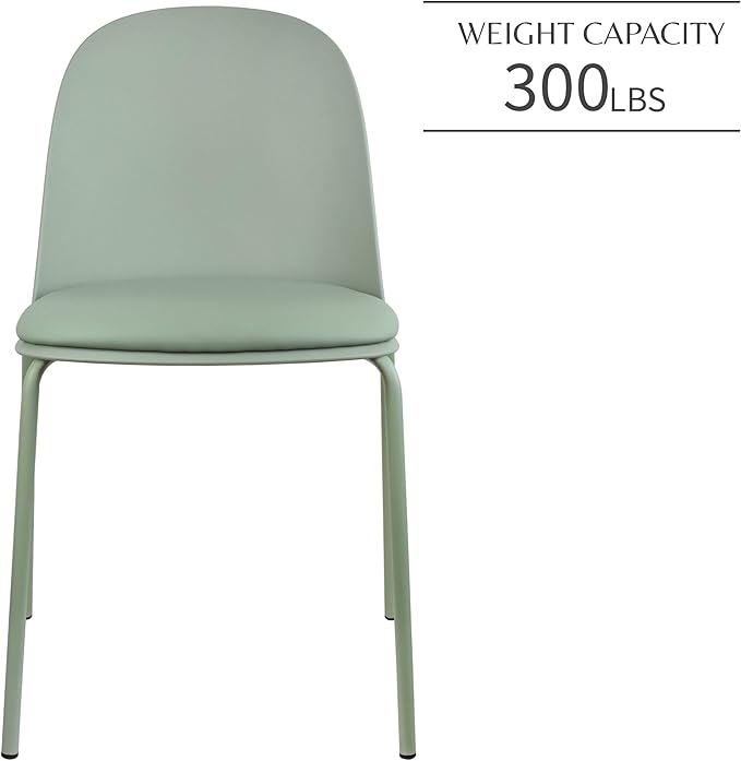 2xhome Modern Stackable Armless Dining Chair | Plastic Shell Seat with Metal Legs | Indoor or Outdoor Use | Home Kitchen Patio (4, Green, Padded Seat) 2xhome