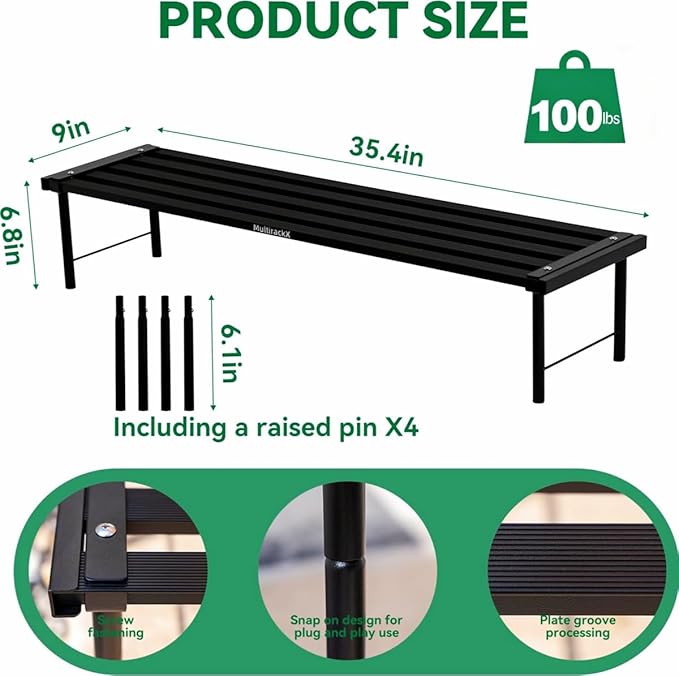 Metal Plant Stand, Rust-proof Aluminum Flower Pot Stand, Heavy Duty Planter Display Shelving for Patio Balcony Garden Living Room Decorative (Black, 35.4 Inch) Rootora