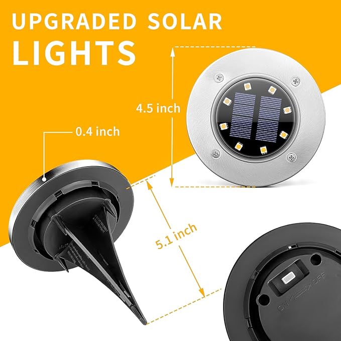 SOLPEX 20 Pack Solar Ground Lights Waterproof, Solar Powered Garden Lights, Landscape Lighting for Pathway Driveway Patio Backyard Walkway (Warm White) Solpex